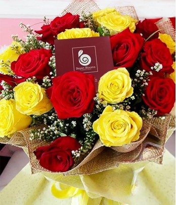 1 Dozen Yellow and 1 Dozen Red Ecuadorian Roses