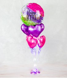 Happy Birthday Balloon with Hearts and Fairylight