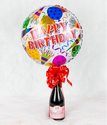 Happy Birthday Balloon with Wine