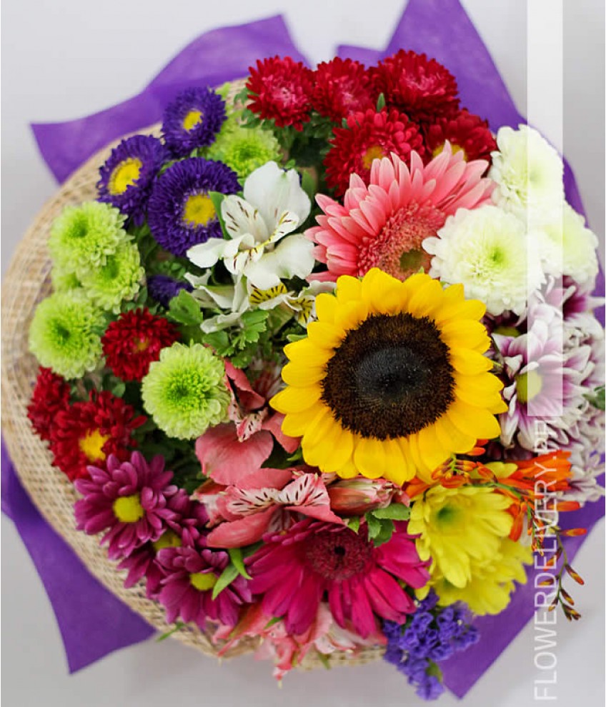 A Bouquet of Mixed Colorful Flowers