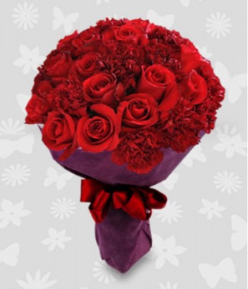 1 Dozen Red Roses and 1 Dozen Red Carnations
