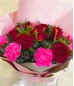 1 Dozen Red Imported Roses and Pink Carnation
