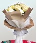 1 Dozen White Imported Roses and White Carnation