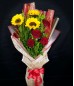 3 Sunflowers and 5 Red Ecuadorian Roses