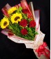 3 Sunflowers and 5 Red Ecuadorian Roses